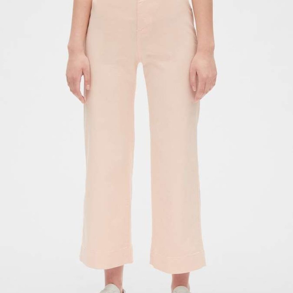 GAP High rise Wide-leg crop jeans in blush pink